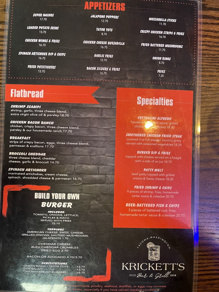 Krickett's Bar & Grill Menu - Image 2